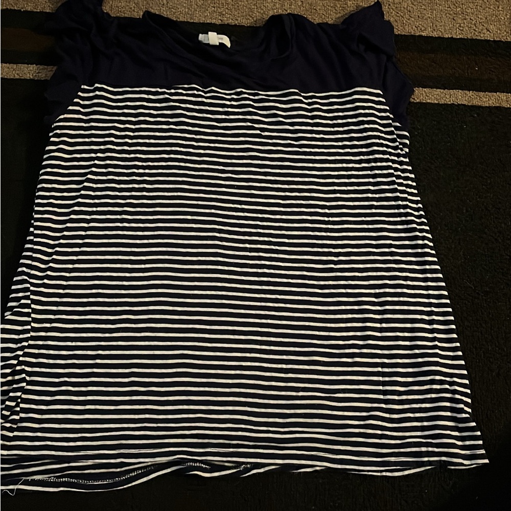 Navy and White Striped Top